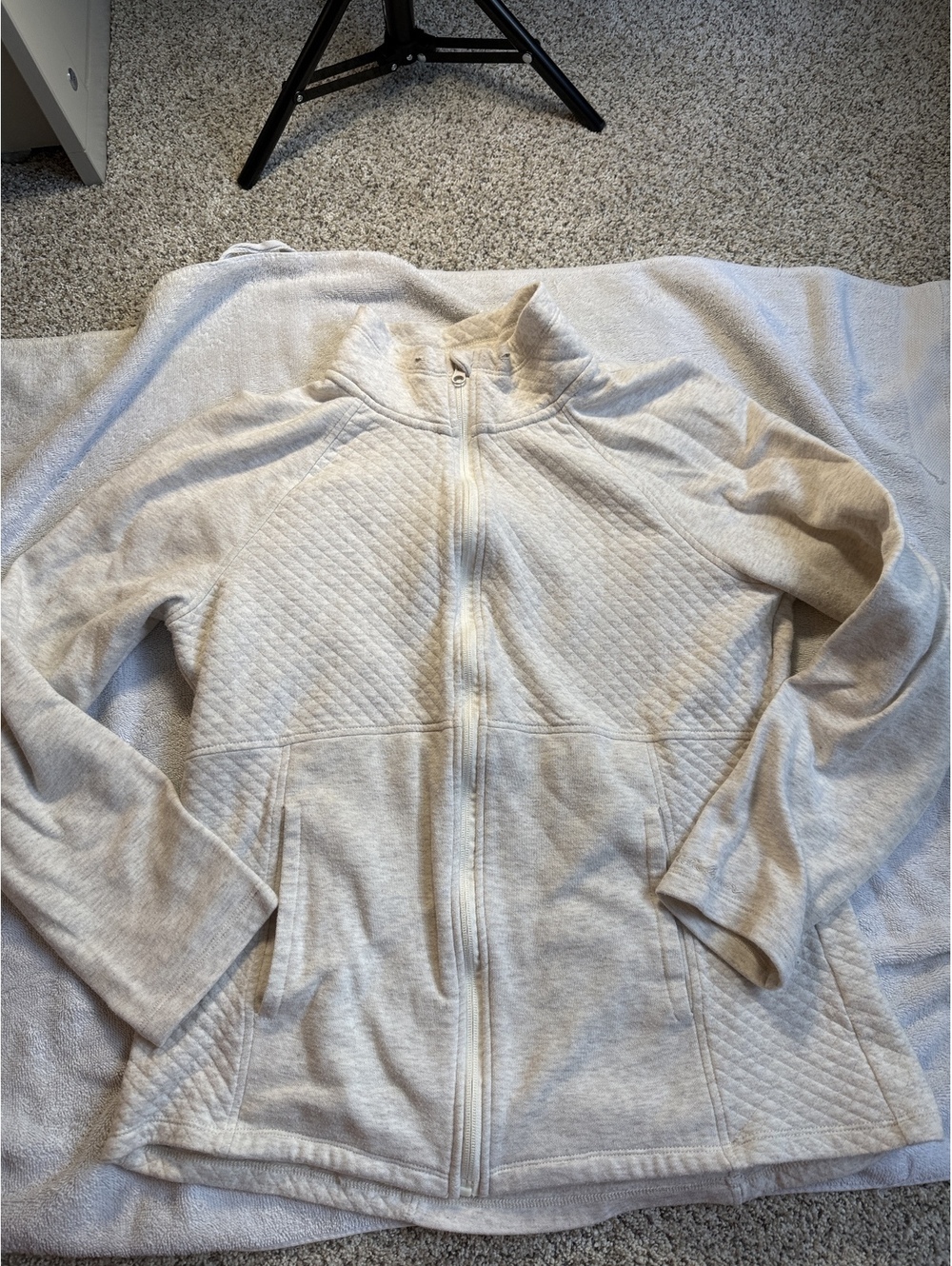 Eddie Bauer Quilted Full-Zip Jacket Size L Beige Cotton Blend